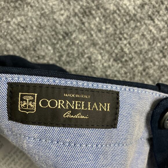 Corneliani Dress Pants Men's Size 52 Navy Slim Cotton Fit Formal Tailored Wash - Picture 2 of 12